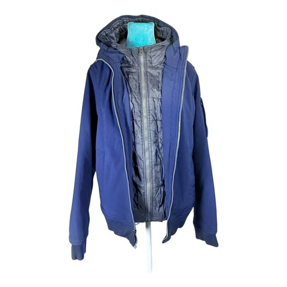 Tommy Hilfiger Men's Navy Blue Soft Shell Bomber Jacket with Hood - XS - Picture 3 of 16